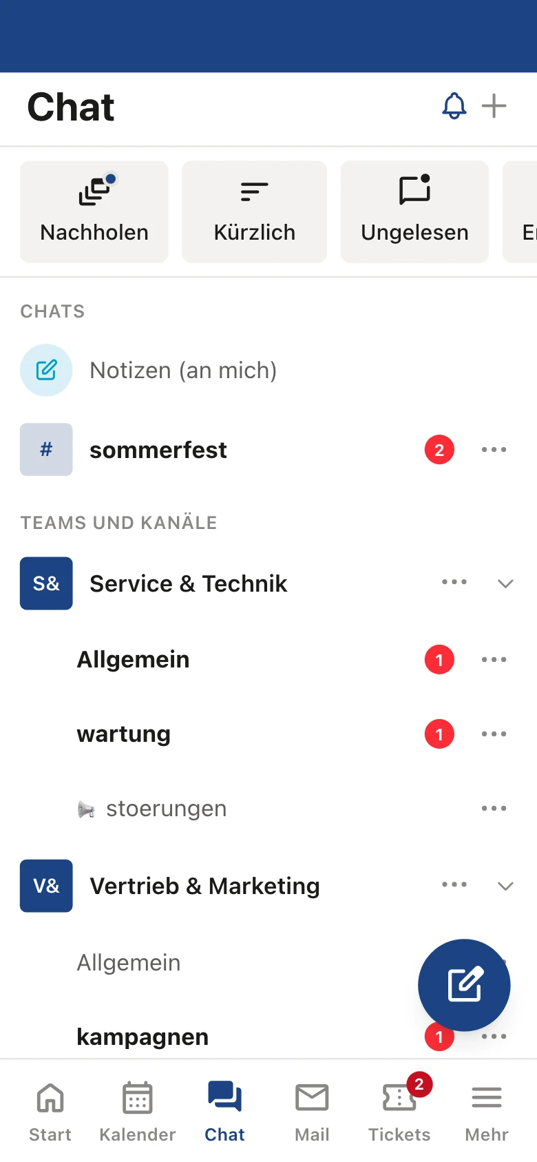 nordOFFICE Mobil-App: Team-Chat