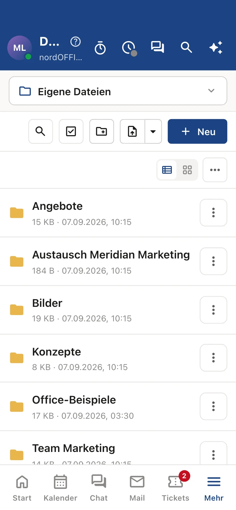 nordDOCS Dateiablage auf dem iPhone