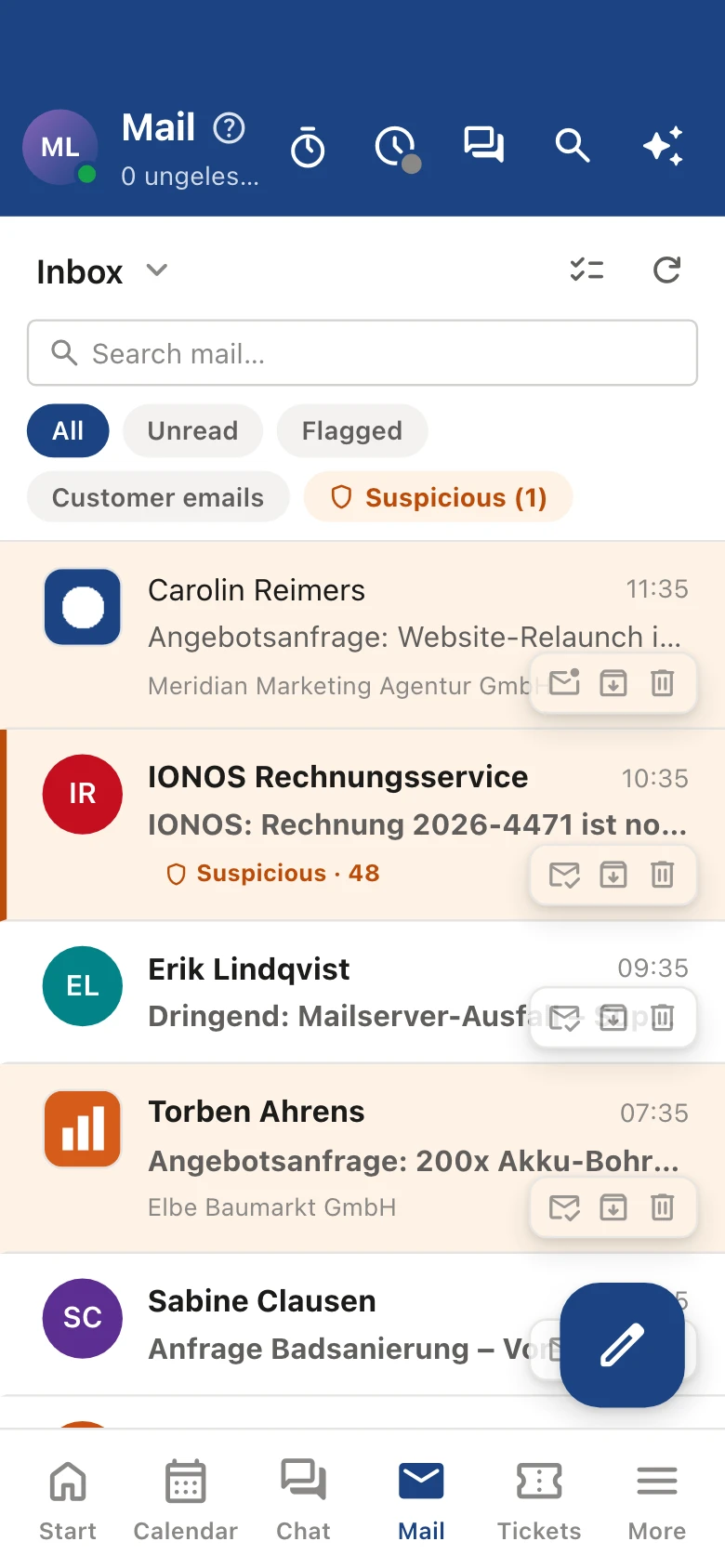 nordOFFICE mail on the iPhone